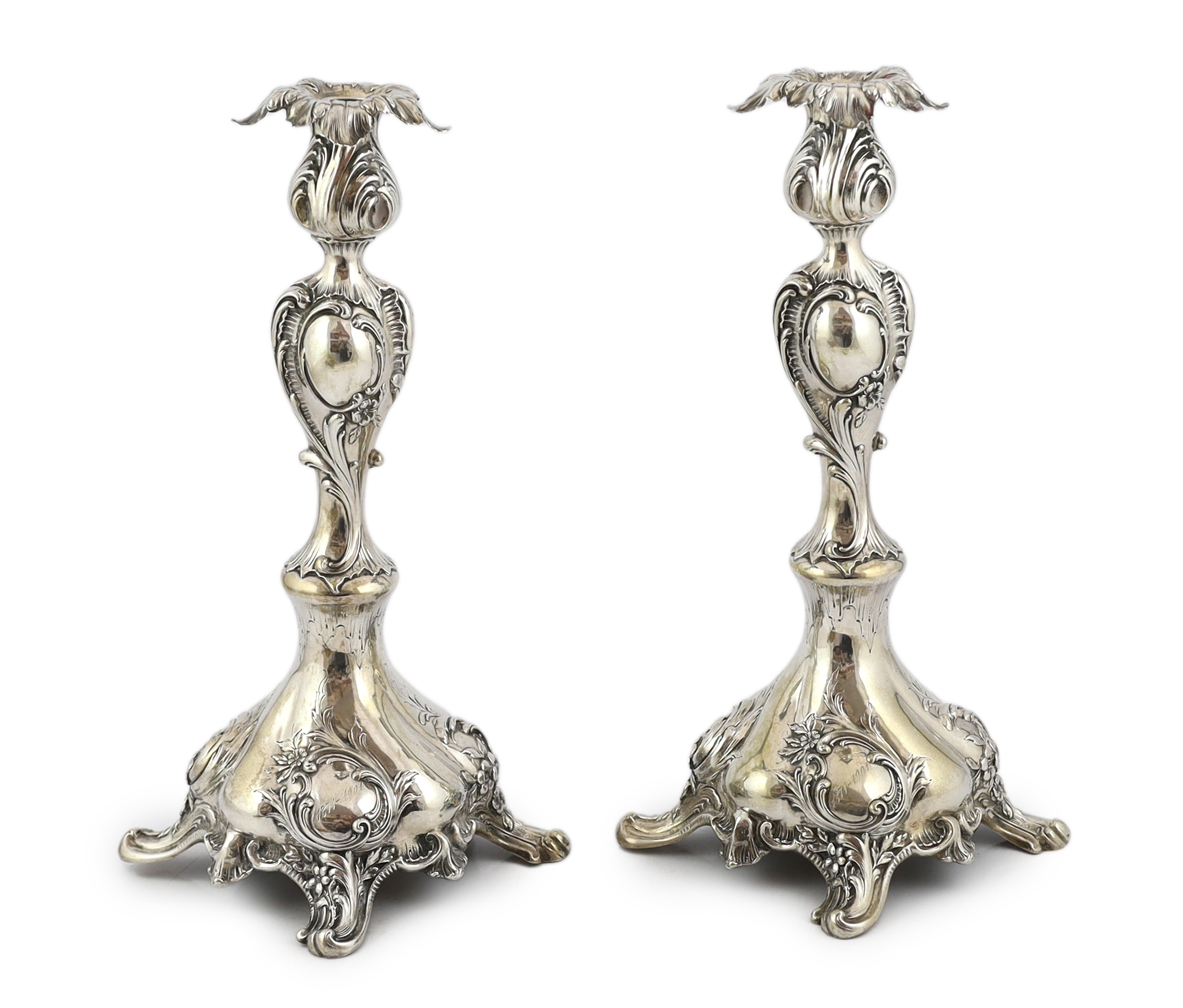 A pair of early 20th century German 800 standard silver candlesticks, by Schmedlin